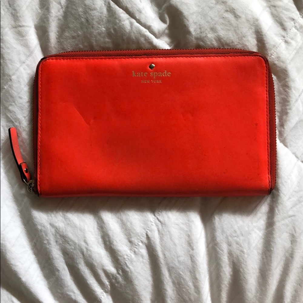 Neon Orange Kate Spade Travel Wallet